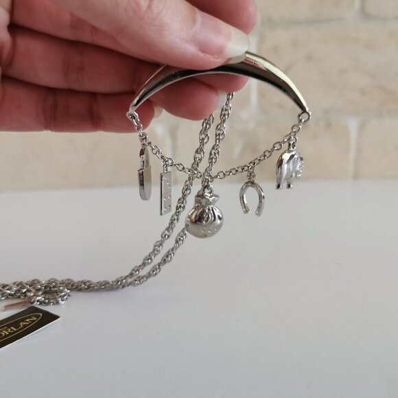 Good Luck Charms Necklace Silver Pendant D'Orlan 90s Lucky Dangles 24" Chain - Picture 5 of 8